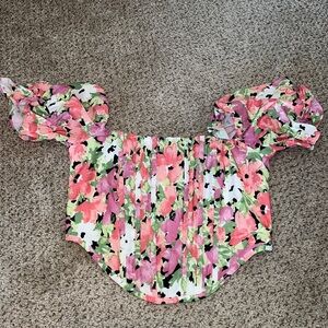 Floral corset puff sleeve top